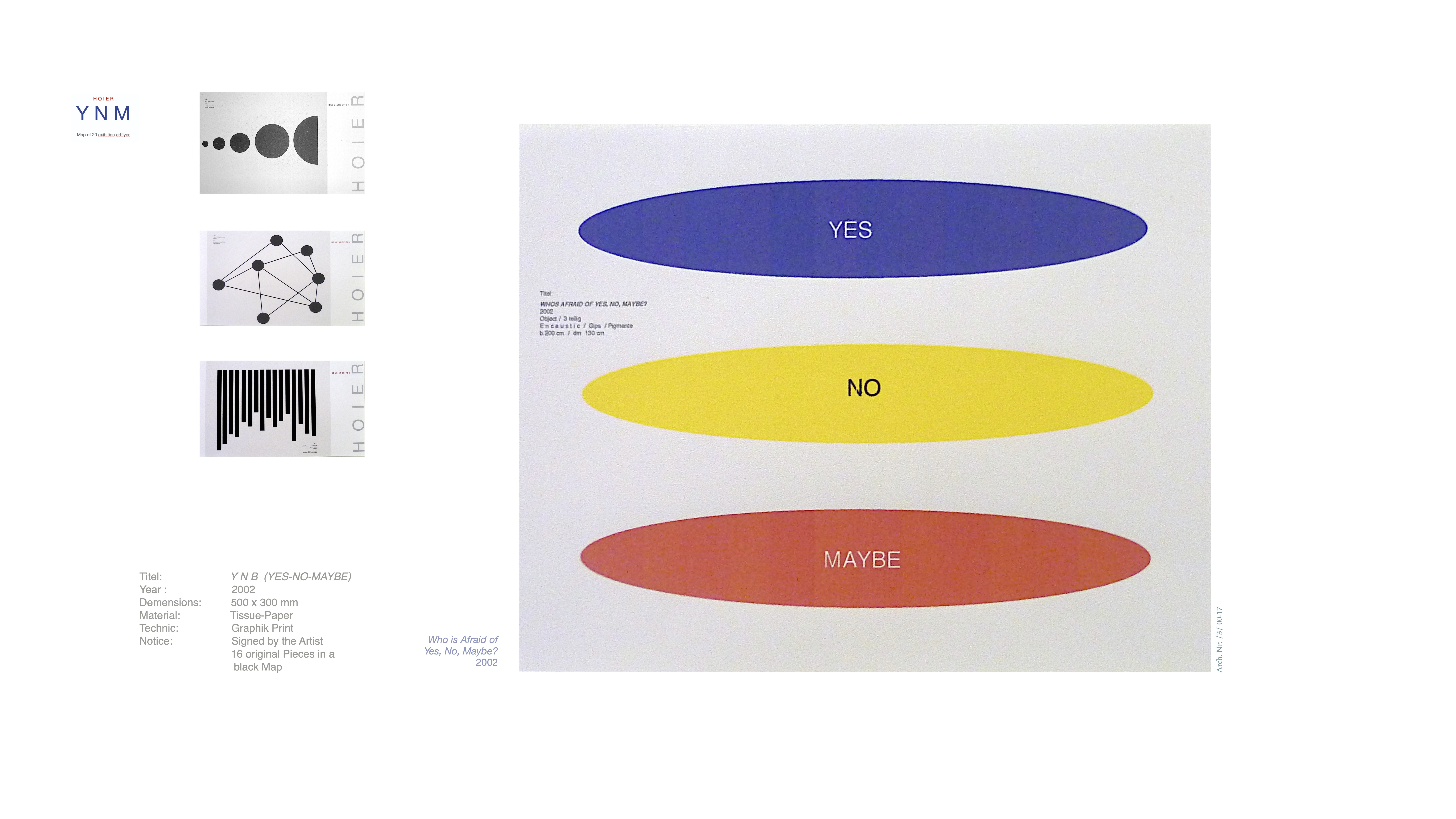 YNM / Heiner H. Hoier / Hoier.works / Who is Afraid of Yes, No, Maybe? - 2002 - Encaustic / Gips / Pigmente